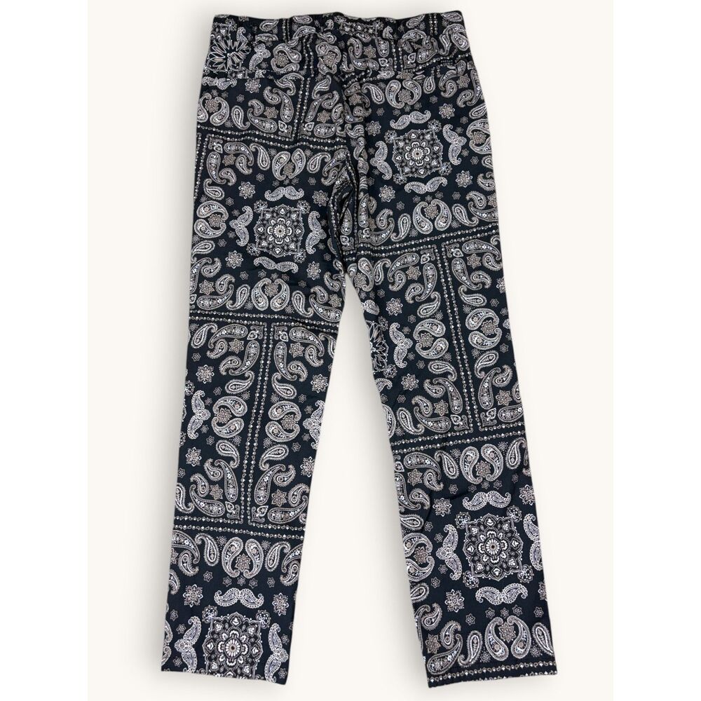 PacSun Men's Black Paisley Tapered Drawstring Pants Bandana Print Streetwear M - Picture 2 of 4